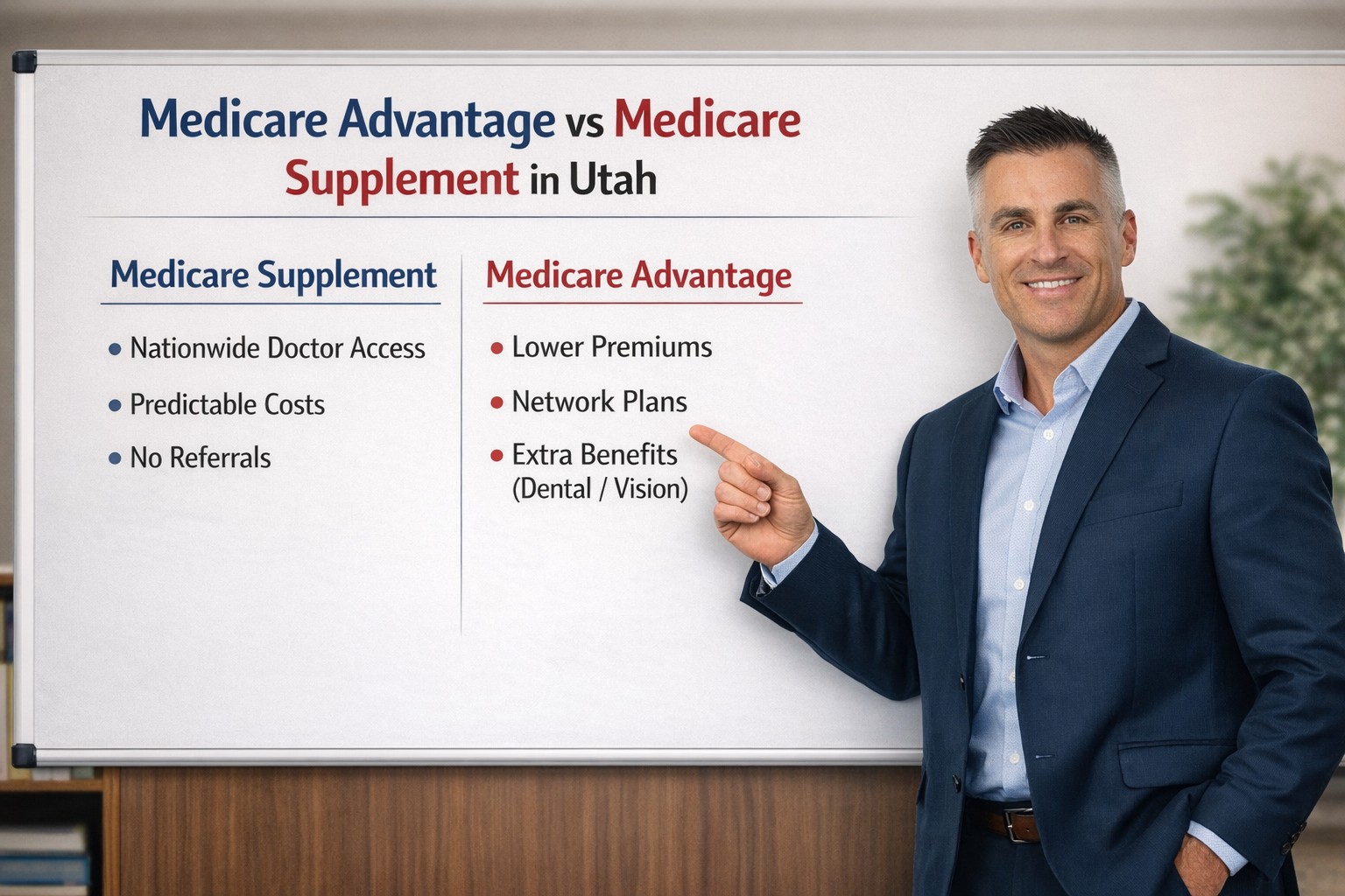 Medicare advisor explaining Medicare Advantage vs Medicare Supplement in Utah